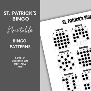 Printable Bingo Patterns | St. Patrick's Bingo | 12 Fun Patterns | Party, Event, Classroom, Fundraiser, Family, Tournament, Game Board image 3