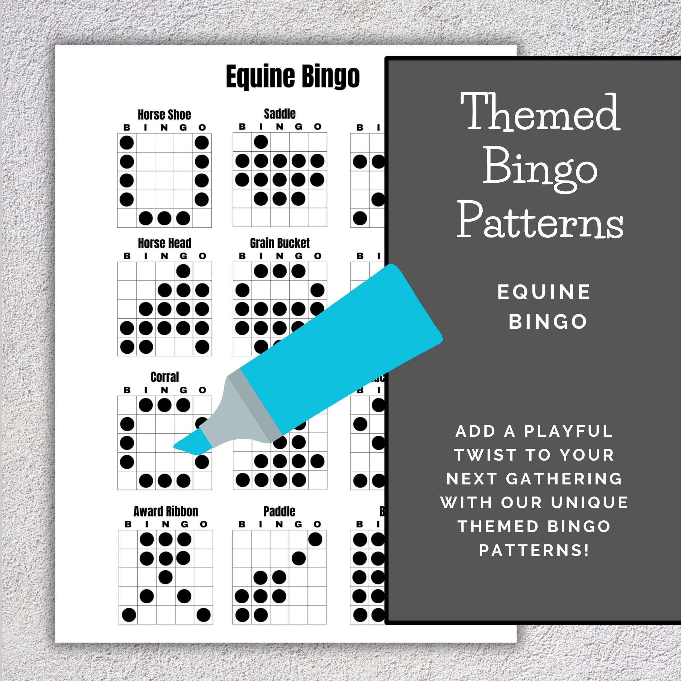 Printable Bingo Patterns | Equine (horse) Bingo | 12 Fun Patterns ...