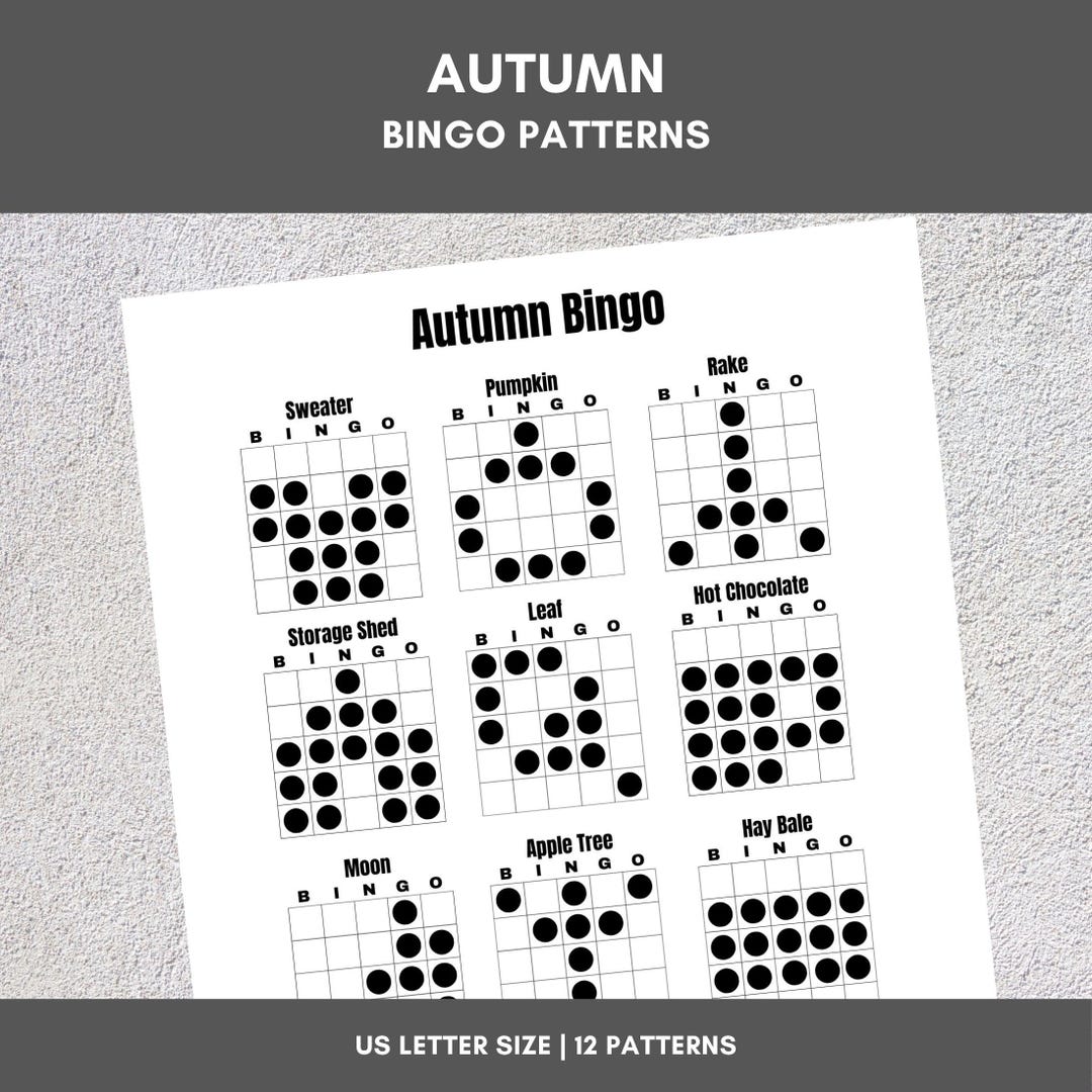 Fall Bingo Pattern Shap Printable Bingo Patterns | Autumn Bingo | 12 Fun Patterns | Party ...