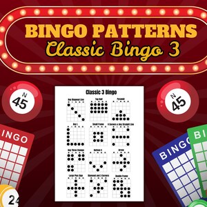Classic Fun Patterns Printable Bingo Patterns | Classic 3 Bingo | 12 Fun Patterns | Party ...