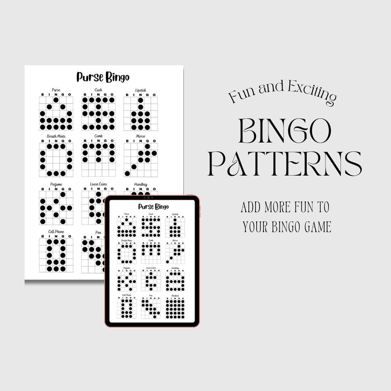 Bingo Patterns | Purse Bingo | Printable Bingo Games | Bingo Game ...