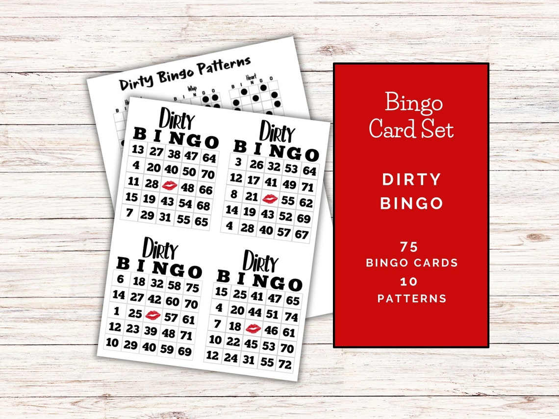 Dirty Bingo Card Set 75 Card Bingo Card Set Sexy Themed Bingo Patterns