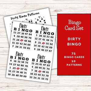 Dirty Bingo Karten Set | 75 Karten Bingo Karten Set | Sexy Themed Bingo Muster | Druckbares Bingo | Bachelorette Bingo Set | Erwachsenen Bingo Kartenset