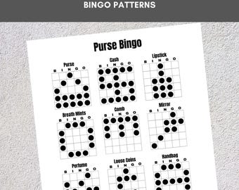 Printable Bingo Patterns | Purse Bingo | 12 Fun Patterns | Party, Event, Classroom, Fundraiser, Family, Tournament, Game Board