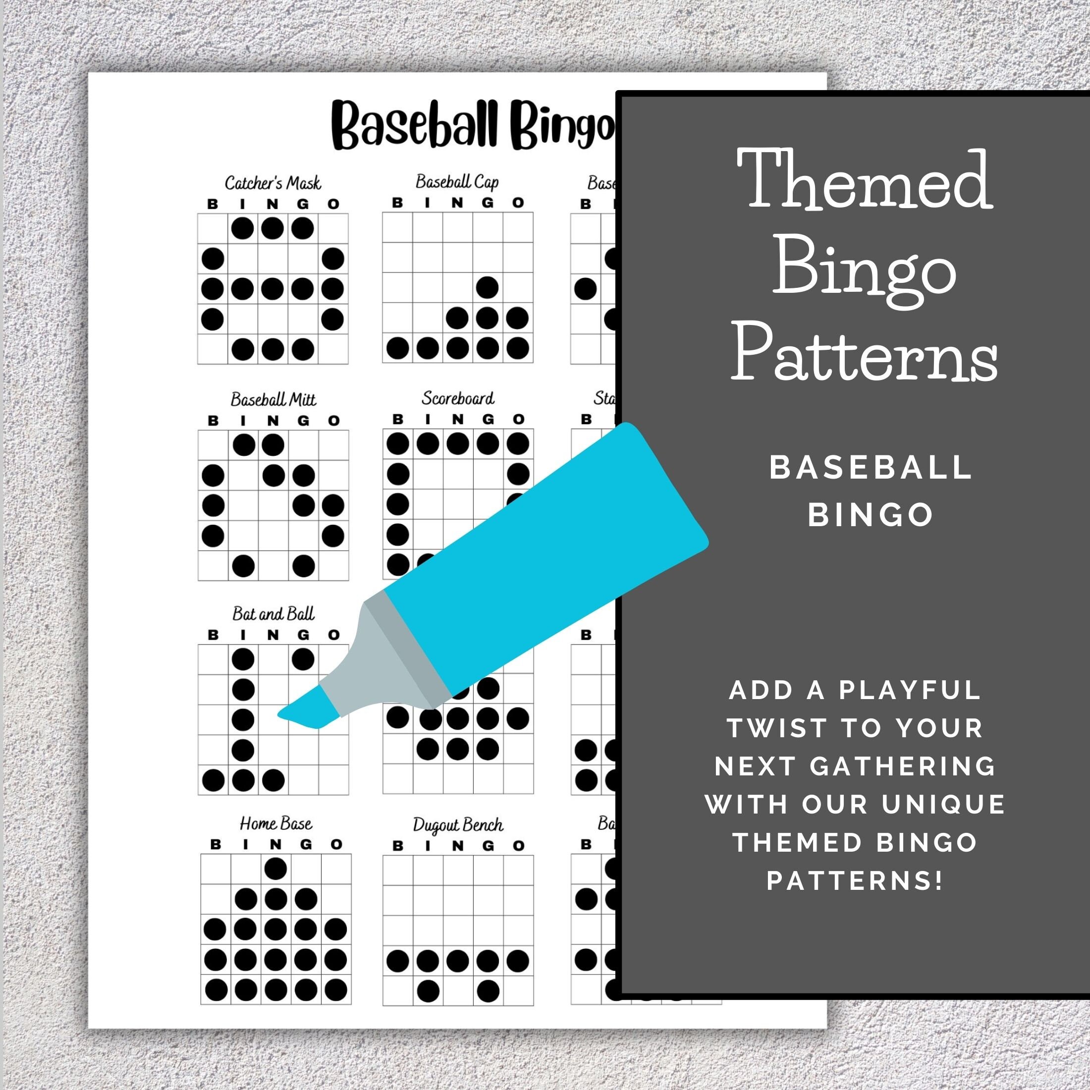Bingo Patterns | Baseball Bingo | Printable Bingo Games | Bingo Game ...