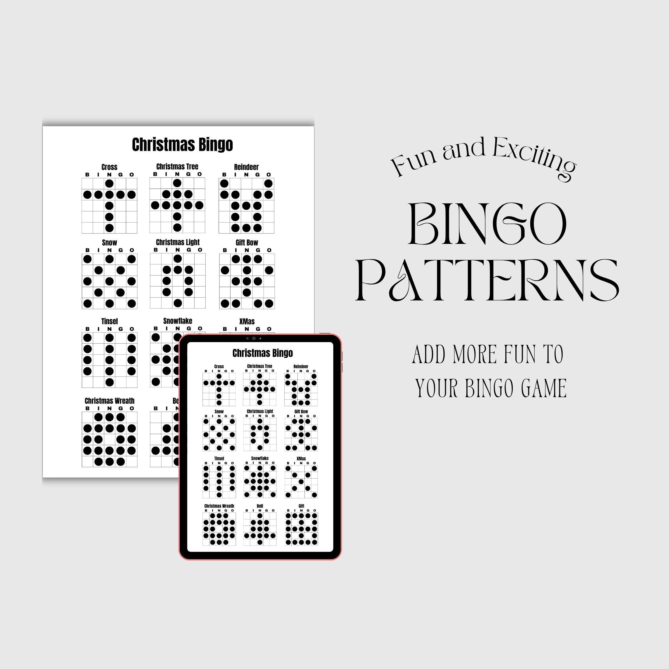 Classic Fun Patterns Printable Bingo Patterns | Christmas Bingo | 12 Fun Patterns | Party ...
