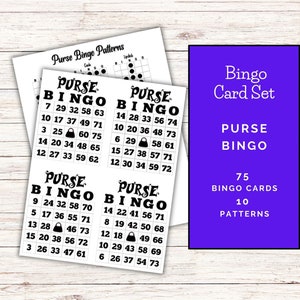 Geldbörse Bingo Kartenset | 75 Karten Bingo Karten Set | Geldbörse Themed Bingo Patterns | Druckbare Geldbörse Bingo Kartenspiel | | Portables Bingo Karten Set