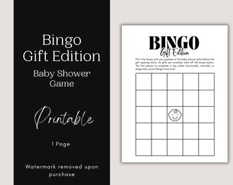Baby Shower Game: Bingo, Gift Edition - Printable Party Activity (PDF)