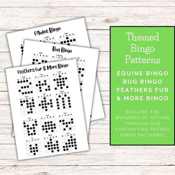 Bingo Patterns - Animals and Insects Bingo Patterns! Three pdf pages of 12 patterns each page, 36 patterns ready to download now!