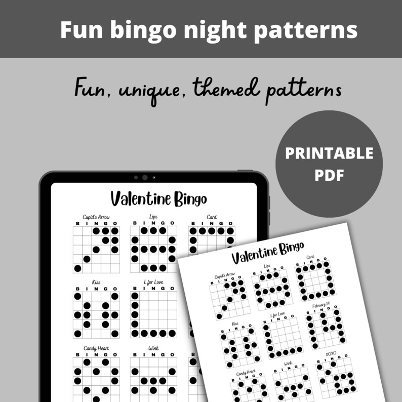 Bingo Patterns Valentine Bingo Printable Bingo Games Bingo Game