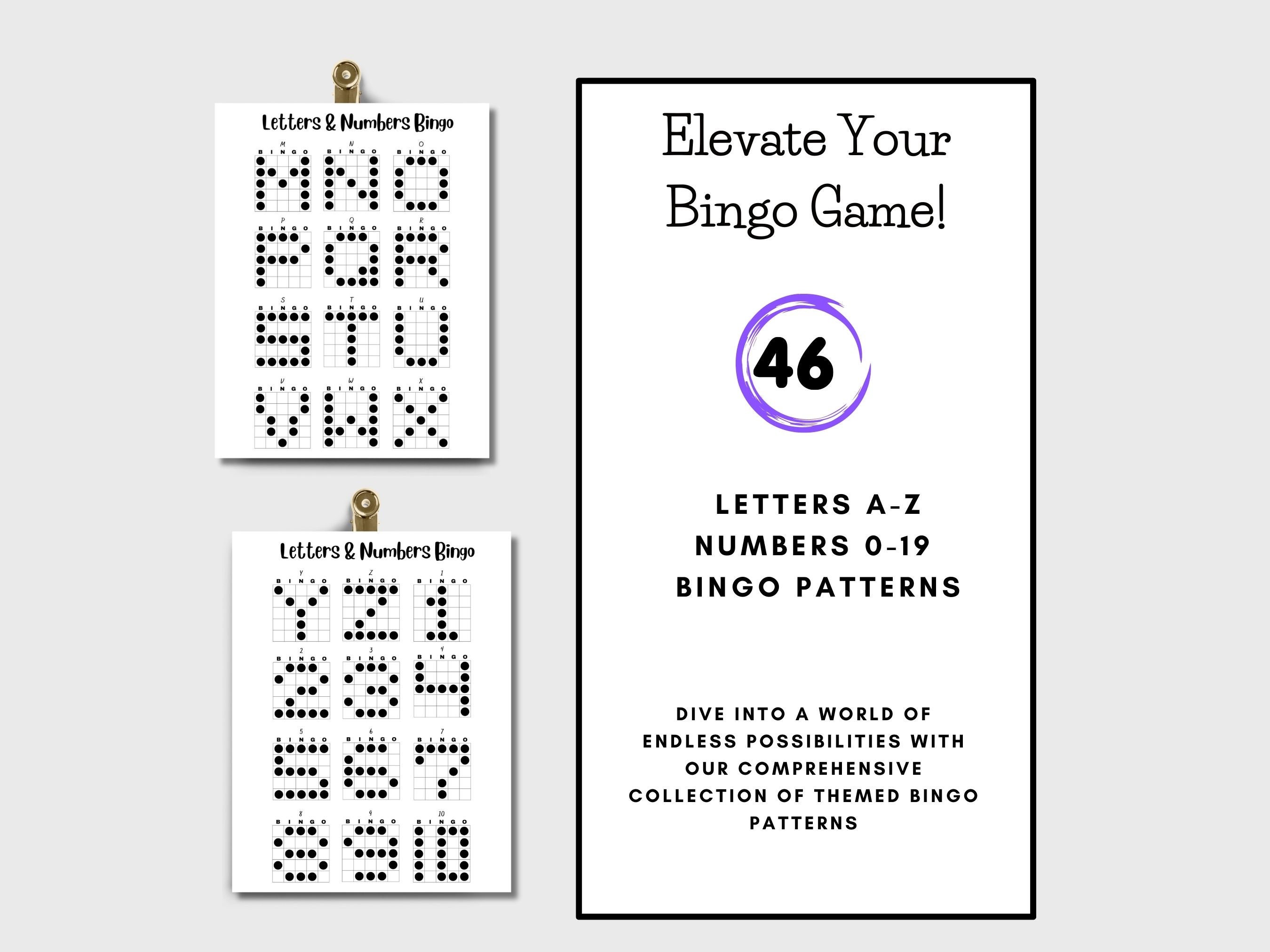 Bingo Patterns - Letters &amp; Numbers Bingo Patterns! Four Pages of 12 ...