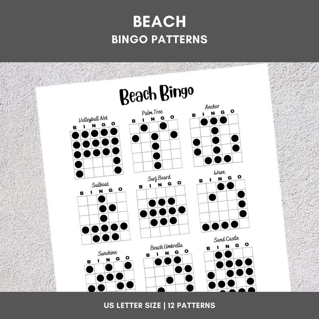Bingo Patterns | Beach Bingo | Printable Bingo Games | Bingo Game ...