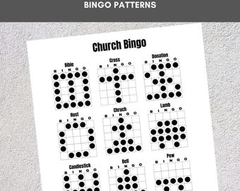 Printable Bingo Patterns | Chruch Bingo | 12 Fun Patterns | Party, Event, Classroom, Fundraiser, Family, Tournament, Game Board