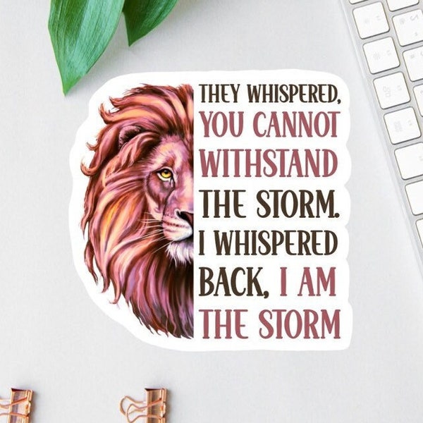 I Am The Storm Sticker or Magnet, Encouraging Gifts For Her, Lion Face Decal, Girl Power, Laptop Sticker, Water Bottle Sticker, Car Decal