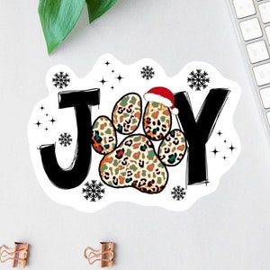Pegatina de alegría, regalo para amantes de los perros, patitas de Papá Noel, pegatina navideña, pegatina bonita para portátil, imán navideño, calcomanía para botella de agua, pegatina de ambiente invernal