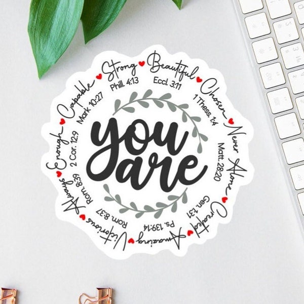 You Are Magnet, Affirmation Sticker, Clear Laptop Sticker, Water Bottle Label, Bible Sticker Pack, Bible Journal Decal, Car Decal, Scripture