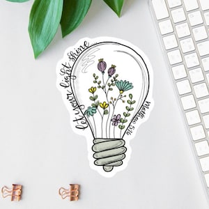 Sticker Let Your Light Shine, Jezusstickers, stickerpakket bijbelvers, geloofsstickers, christelijke waterflesstickers, esthetische sticker