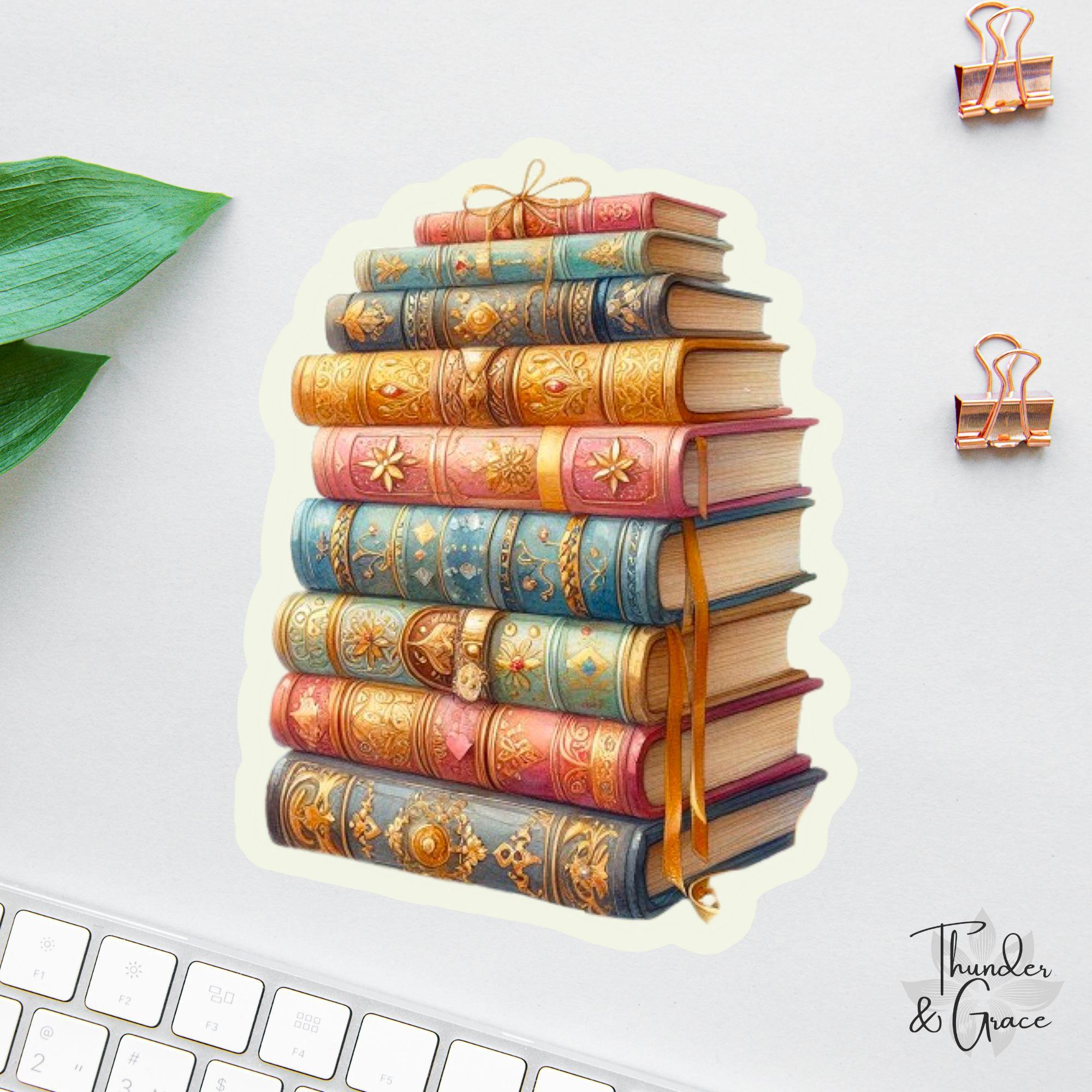 Stack of Books Sticker, Teacher Sticker, Librarian, Book Lover Decal ...