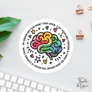Mijn hersenen hebben te veel tabbladen openstaan - stickers of magneet, grappig kantoorcadeau