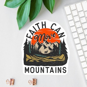Jesus Sticker, Faith Can Move Mountains Sticker,  Laptop Sticker, Water Bottle Label, Bible Sticker, Bible Journaing, Car Decal For Women