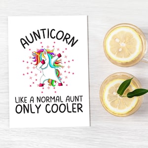 Lustig Einhorn Karte für Tanten | Aunticorn wie eine normale Tante nur Cooler | Geschenke für Sie | Karte Regenbogen-Einhorn