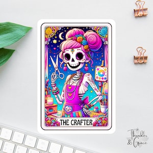 Pegatinas de The Crafter, calcomanías divertidas de cartas del tarot, tarot de The Crafter, regalo de scrapbooking, regalo divertido para mamá, regalo para mejor amiga, pegatina sarcástica