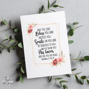 Que el Señor te bendiga y te proteja Tarjeta de felicitación, Versículo bíblico, Tarjeta de graduación, Mejor amiga, Tarjeta del Día de la Madre, Tarjeta de palabras de afirmación
