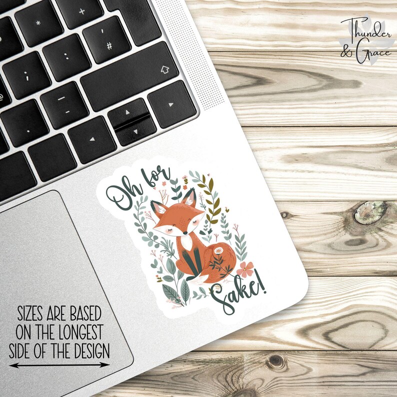 Pegatina de zorro divertida, pegatina de "Oh, por el amor de los zorros", zorro de arte popular, calcomanía divertida para laptop, imán para compañeros de trabajo, zorro cottagecore, Día del jefe, pegatina de regalo para mamá imagen 2
