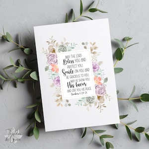 Que le Seigneur vous bénisse et vous protège Carte de voeux, carte de remise de diplôme, meilleur ami, carte de fête des mères, carte de affirmations, verset de la Bible