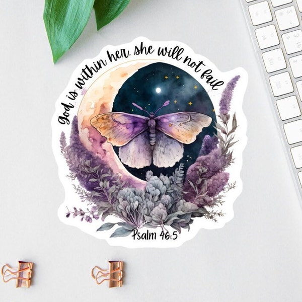 God Is Within Her Sticker, Affirmation Sticker, Clear Laptop Sticker, Water Bottle Label, Bible Sticker Pack, Bible Journal Decal, Car Decal