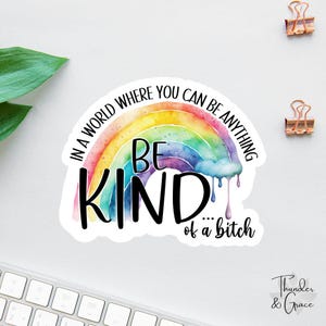Be Kind ...Of a Bitch Aufkleber, lustige Aufkleber für Tablets, Angst Aufkleber, sarkastische Aufkleber, lustige Laptop Aufkleber, Auto Aufkleber für Frauen
