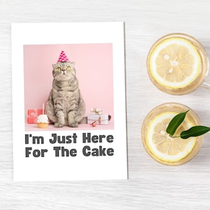 Je suis juste ici pour l’impression de gâteaux | Drôle de Crazy Cat Lady Card | | de dons de retraite | amoureux des chats cadeau d’anniversaire | Plus de chats moins de gens