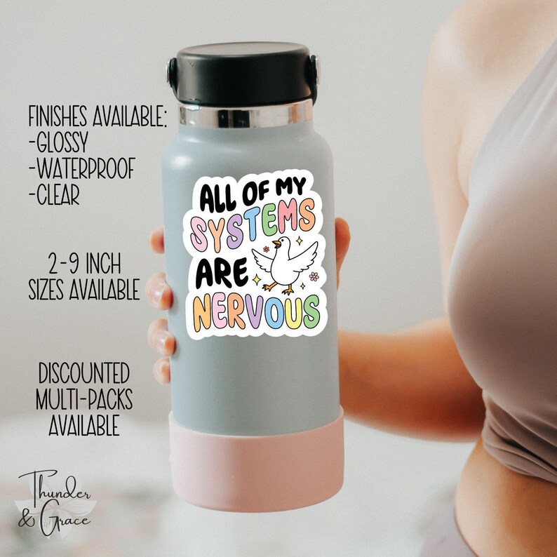 All Of My Systems Are Nervous Sticker, Silly Goose, Anxiety Sticker, Sarcastic Sticker, Funny Laptop Decal, Chaos Coordinator, Mental Health image 3