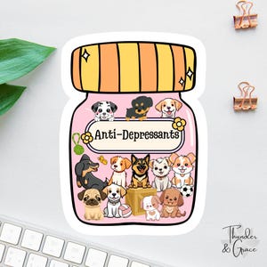 Pegatinas antidepresivas, regalo para amantes de los perros, perro de apoyo emocional, calcomanía para computadora portátil, calcomanías para tableta, calcomanía para ansiedad, más perros, menos personas