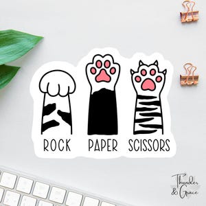 Sticker grappige kat poot, sticker steen papier schaar, sticker grappige kat, grappige laptop sticker, collega magneet, Halloween kat sticker
