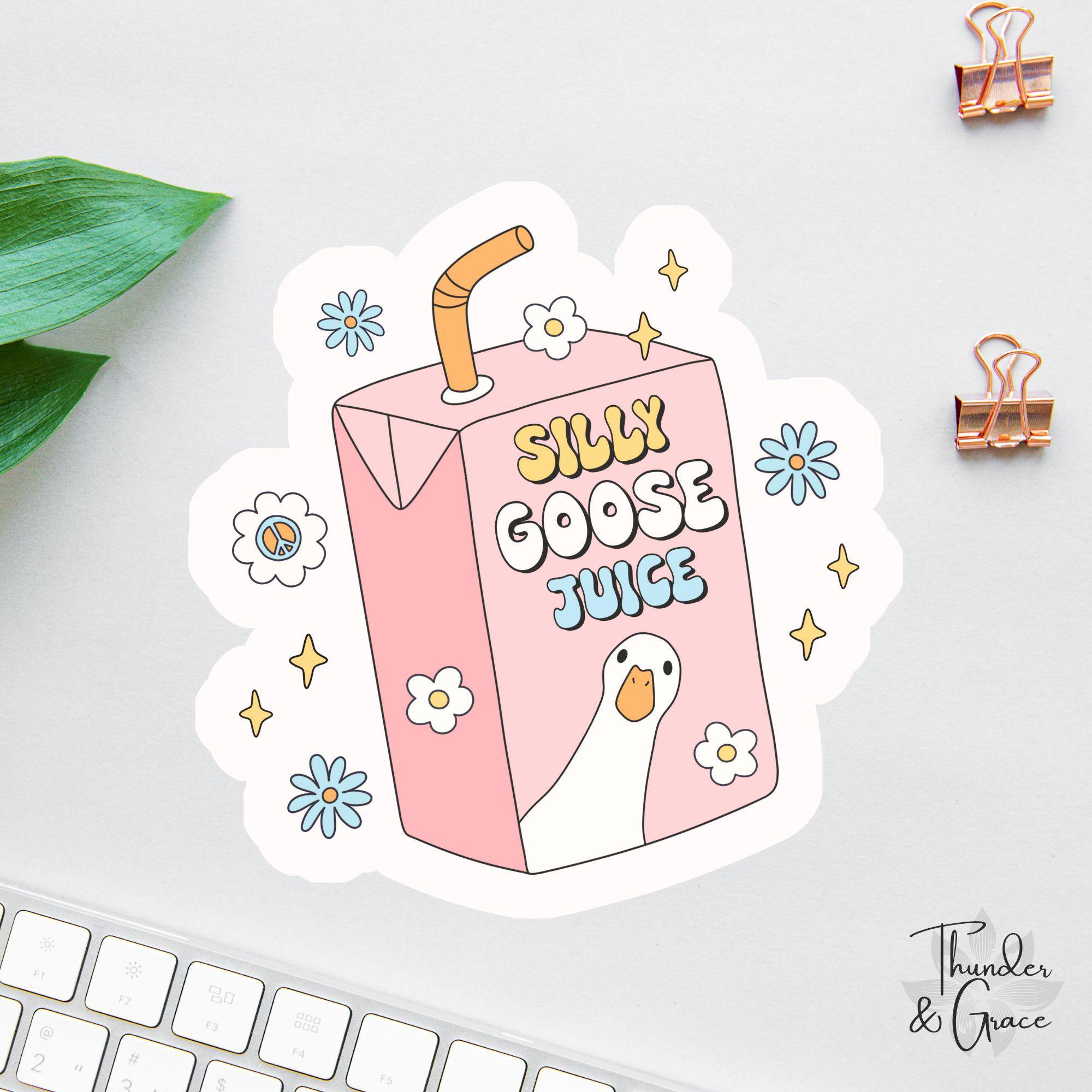 Silly Goose Juice Sticker, Retro Groovy, Sarcastic Sticker, Funny Laptop Decal, Coworker Magnet, Cute But Feral, Cool Stickers & Magnets