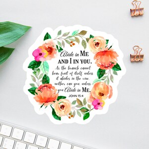 Bleibe in mir Aufkleber, Johannes 15: 4, Jesus Aufkleber, Laptop Aufkleber, Wasserflaschenetikett, Bibel Sticker Pack, Bibel Journal Aufkleber, christlicher Aufkleber