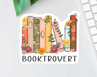 Booktrovert Sticker, Floral Book Sticker, Book Lover Decal, Laptop Decal, Gifts For Readers, Water Bottle Decal, Teacher Tumbler Sticker