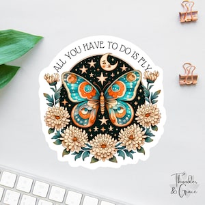 Boho Butterfly Stickers, All You Have To Do Is Fly, Womens Rights, Butterfly Laptop Decal, Uplifting Water Bottle Decal, Feminist Magnets