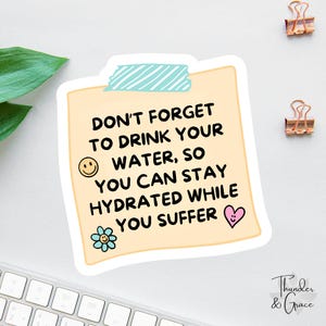 Pegatina divertida de autocuidado, Mantente hidratado, Bebe agua hoy, Pegatina de ansiedad, Calcomanía de fitness, Pegatina de afirmación, Pegatina divertida para Kindle