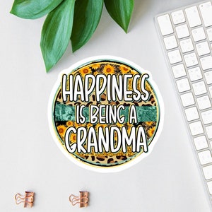Glück ist eine Oma Aufkleber, Western Aufkleber, Sonnenblume Laptop Aufkleber, Tierdruck Magnet, Oma Geschenk, klares Etikett, Auto Aufkleber