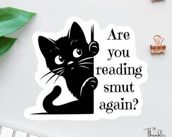 Sticker livres, Êtes-vous en train de lire Smut Again ?, Sticker chat sarcastique, Sticker amoureux des livres, Sticker pour ordinateur portable, Cadeaux pour les lecteurs, Sticker Kindle drôle