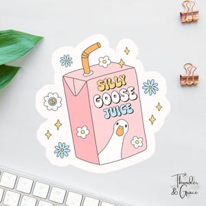 Sticker Silly Goose Juice, groove rétro, sticker sarcastique, sticker rigolo pour ordinateur portable, magnet collègue, mignon mais sauvage, stickers et aimants sympas