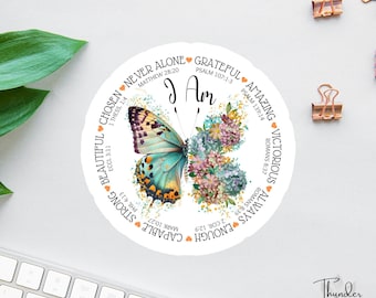 I Am Sticker, Affirmation Stickers, Clear Laptop Sticker, Water Bottle Label, Bible Sticker Pack, Bible Journal Decals, Car Decals For Women