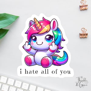 Lustiger Einhorn Aufkleber oder Magnet, ich hasse euch alle, Drama Queen, Laptop Aufkleber, Einhorn Liebhaber, Chaos Koordinator, scheinbar bin ich dramatisch