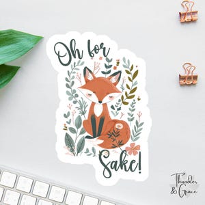 Lustiger Fuchs Aufkleber, Oh für Fuchs Sake Aufkleber, Volkskunst Fuchs, lustiger Laptop Aufkleber, Mitarbeiter Magnet, Cottagecore Fuchs, Bosse Tag, Aufkleber Mama Geschenk