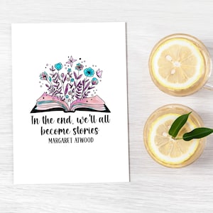 Carte de voeux, impression de citations inspirantes de Margaret Atwood, cadeaux pour lecteurs, écrivain, écrivain