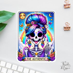 Pegatinas auténticas, divertidas calcomanías de cartas del tarot, regalo divertido para mamá, regalo para mejor amiga, calcomanía para botella de agua, El tarot de la audacia, pegatina sarcástica