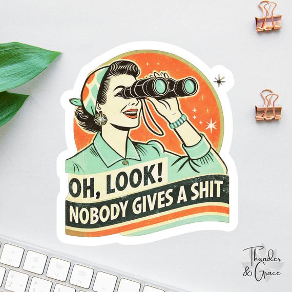 Retro Sticker, Oh Look, Nobody Gives A Shit, Gen X Sticker, Sarcastic Sticker, Funny Laptop Decal, Retro Sunset Sticker, Stickers for Tablet