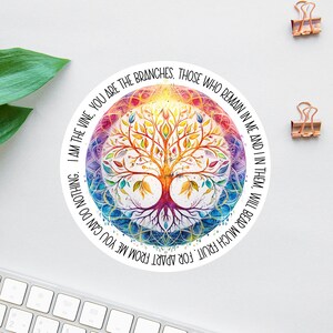 Ich bin der Reben-Aufkleber, Baum des Lebens-Aufklebers, Affirmations-Aufkleber, Laptop-Aufkleber Jesus-Aufkleber, Bibel-Aufkleber-Pack, Bibel-Journal-Aufkleber